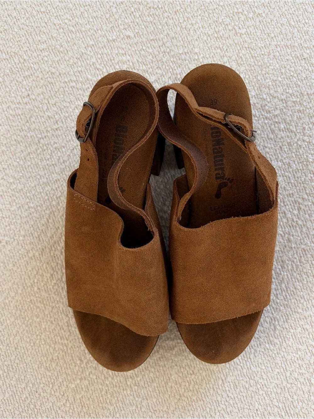 BioNatura Women’s Brown Suede Platform Slingback Heels